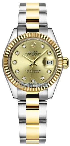 Rolex Lady Datejust 28mm Stainless Steel And Yellow Gold 279173 Champagne Diamond Oyster