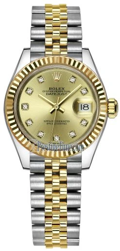 Rolex Lady Datejust 28mm Stainless Steel And Yellow Gold 279173 Champagne Diamond Jubilee