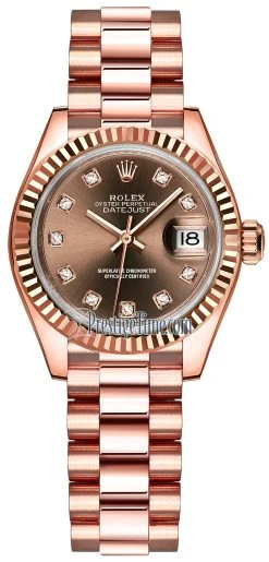 Rolex Lady Datejust 28mm Everose Gold 279175 Chocolate Diamond President