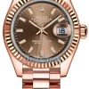 Rolex Lady Datejust 28mm Everose Gold 279175 Chocolate Index President -Omega Shop 279175 Chocolate Index President