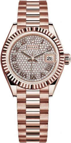 Rolex Lady Datejust 28mm Everose Gold 279175 Pave Chocolate Roman President