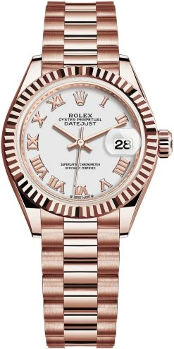 Rolex Lady Datejust 28mm Everose Gold 279175 White Roman President