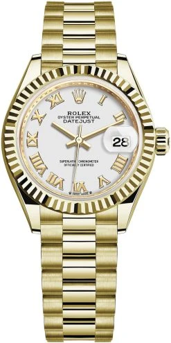 Rolex Lady Datejust 28mm Yellow Gold 279178 White Roman President