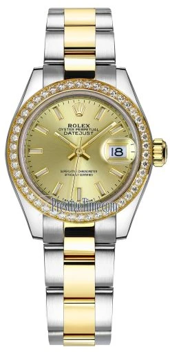 Rolex Lady Datejust 28mm Stainless Steel And Yellow Gold 279383RBR Champagne Index Oyster