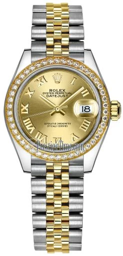 Rolex Lady Datejust 28mm Stainless Steel And Yellow Gold 279383RBR Champagne Roman Jubilee