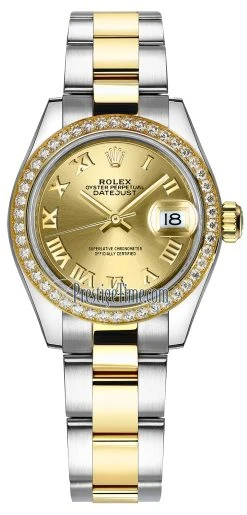 Rolex Lady Datejust 28mm Stainless Steel And Yellow Gold 279383RBR Champagne Roman Oyster