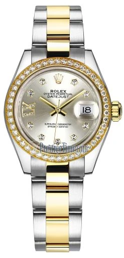 Rolex Lady Datejust 28mm Stainless Steel And Yellow Gold 279383RBR Silver 17 Diamond Oyster