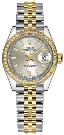 Rolex Lady Datejust 28mm Stainless Steel And Yellow Gold 279383RBR Silver Index Jubilee