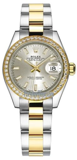 Rolex Lady Datejust 28mm Stainless Steel And Yellow Gold 279383RBR Silver Index Oyster