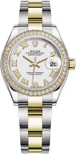 Rolex Lady Datejust 28mm Stainless Steel And Yellow Gold 279383RBR White Roman Oyster