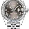 Rolex Lady Datejust 28mm Stainless Steel 279384RBR Dark Grey Roman Jubilee -Omega Shop 279384RBR Grey Roman Jubilee