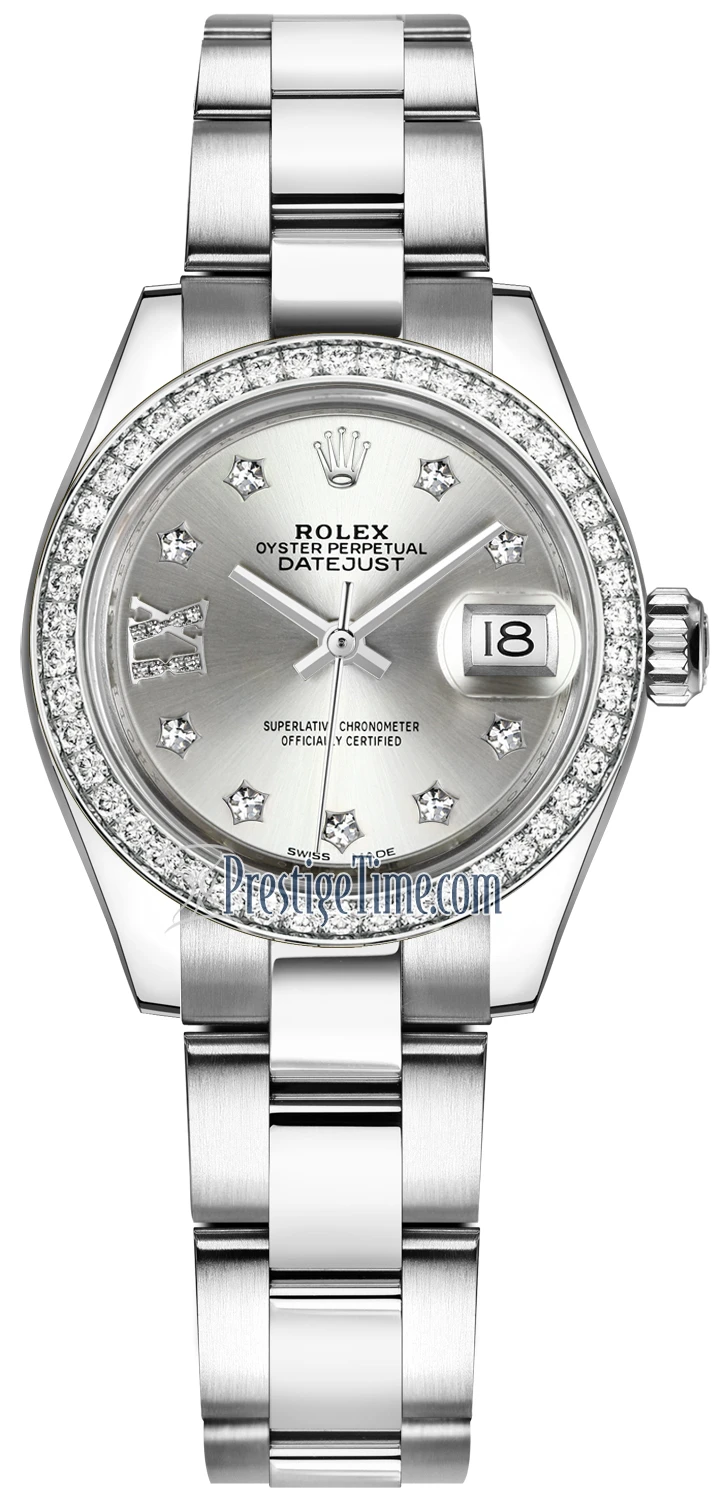 Rolex Lady Datejust 28mm Stainless Steel 279384RBR Silver 17 Diamond Oyster Rolex Lady Datejust 28mm Stainless Steel 279384RBR Silver 17 Diamond Oyster -Omega Shop 279384RBR Silver 17 Diamond Oyster