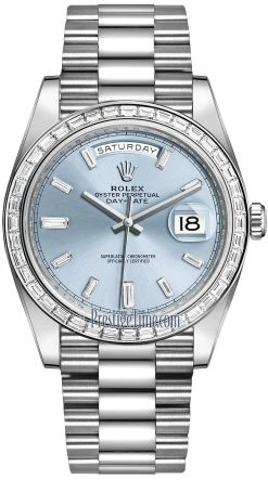 Rolex Day-Date 40mm Platinum 228396TBR Ice Blue Baguette