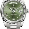 Rolex Day-Date 40mm White Gold 228239 Olive Green Roman -Omega Shop Rolex Day Date 228239 Olive Green