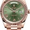 Rolex Day-Date 40mm Everose Gold 228235 Olive Green Roman 2 Rolex Day-Date 40mm Everose Gold 228235 Olive Green Roman -Omega Shop Rolex Day Date 40 228235 Olive Green Roman