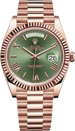 Rolex Day-Date 40mm Everose Gold 228235 Olive Green Roman