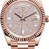 Rolex Day-Date 40mm Everose Gold 228235 Pave Baguette -Omega Shop Rolex Day Date 40 228235 Pave Baguette