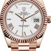 Rolex Day-Date 40mm Everose Gold 228235 White Roman -Omega Shop Rolex Day Date 40 228235 White Roman