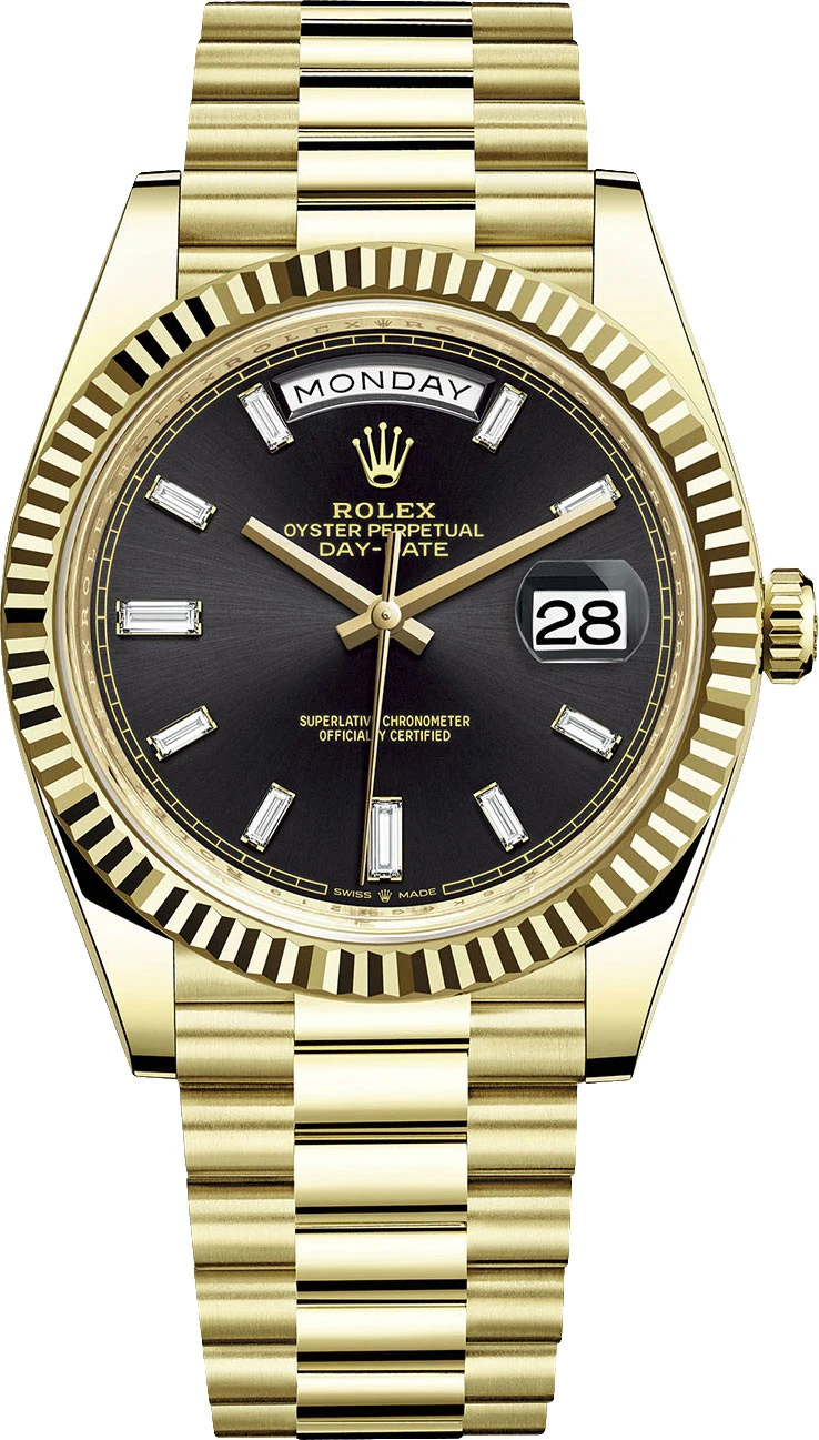 Rolex Day-Date 40mm Yellow Gold 228238 Black Baguette Rolex Day-Date 40mm Yellow Gold 228238 Black Baguette -Omega Shop Rolex Day Date 40 228238 Black Baguette