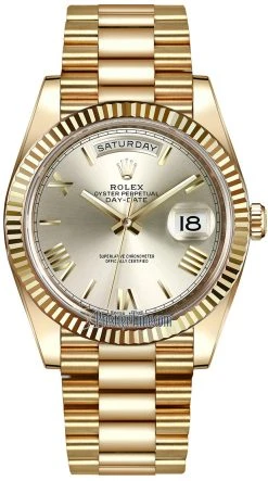 Rolex Day-Date 40mm Yellow Gold 228238 Silver Roman