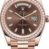 Rolex Day-Date 40mm Everose Gold 228345RBR Chocolate Baguette Index -Omega Shop Rolex Day Date 40 228345RBR Chocolate Baguette Index