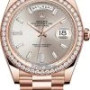 Rolex Day-Date 40mm Everose Gold 228345RBR Sundust Baguette Index -Omega Shop Rolex Day Date 40 228345RBR Sundust Baguette Index