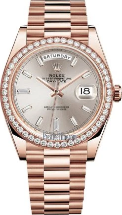 Rolex Day-Date 40mm Everose Gold 228345RBR Sundust Baguette Index
