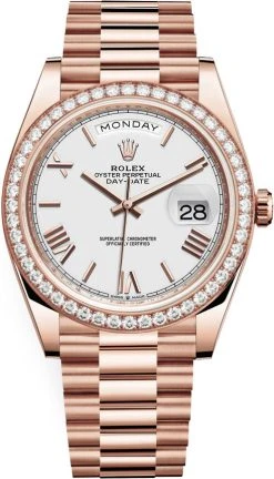 Rolex Day-Date 40mm Everose Gold 228345RBR White Roman