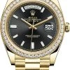 Rolex Day-Date 40mm Yellow Gold 228348RBR Black Baguette