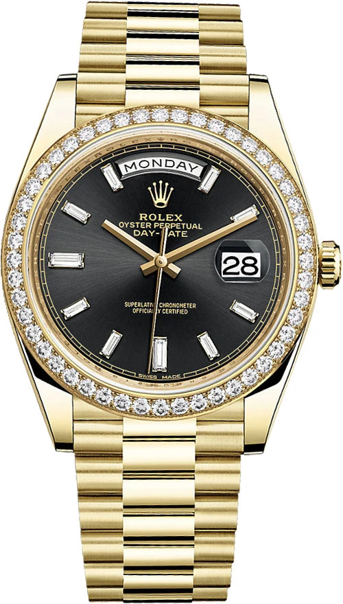 Rolex Day-Date 40mm Yellow Gold 228348RBR Black Baguette Rolex Day-Date 40mm Yellow Gold 228348RBR Black Baguette -Omega Shop Rolex Day Date 40 228348RBR Black Baguette