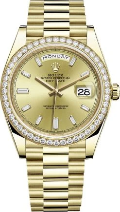Rolex Day-Date 40mm Yellow Gold 228348RBR Champagne Baguette