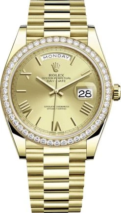 Rolex Day-Date 40mm Yellow Gold 228348RBR Champagne Roman