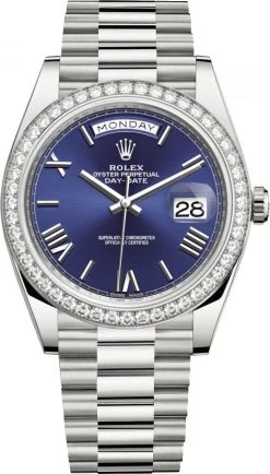 Rolex Day-Date 40mm White Gold 228349RBR Blue Roman