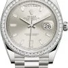 Rolex Day-Date 40mm White Gold 228349RBR Silver Baguette -Omega Shop Rolex Day Date 40 228349RBR Silver Baguette