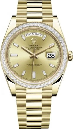 Rolex Day-Date 40mm Yellow Gold 228398TBR Champagne Baguette