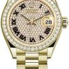Rolex Lady Datejust 28mm Yellow Gold 279138RBR Pave Black Roman President