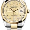 Rolex Datejust 36mm Stainless Steel And Yellow Gold 126203 Golden Palm Diamond Oyster