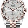 Rolex Datejust 36mm Stainless Steel And Rose Gold 126231 Silver Palm Diamond Jubilee -Omega Shop m126231 0037