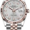 Rolex Datejust 36mm Stainless Steel And Rose Gold 126231 Silver Fluted Diamond Jubilee -Omega Shop m126231 0039