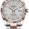 Rolex Datejust 36mm Stainless Steel And Rose Gold 126231 Silver Fluted Diamond Oyster