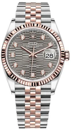 Rolex Datejust 36mm Stainless Steel And Rose Gold 126231 Slate Fluted Diamond Jubilee