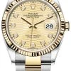 Rolex Datejust 36mm Stainless Steel And Yellow Gold 126233 Golden Fluted Diamond Oyster -Omega Shop m126233 0046