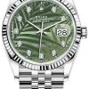 Rolex Datejust 36mm Stainless Steel 126234 Olive Green Palm Diamond Jubilee -Omega Shop m126234 0055