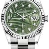 Rolex Datejust 36mm Stainless Steel 126234 Olive Green Palm Diamond Oyster -Omega Shop m126234 0056