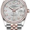 Rolex Datejust 36mm Stainless Steel And Rose Gold 126281rbr Silver Palm Diamond Jubilee -Omega Shop m126281rbr 0025