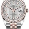 Rolex Datejust 36mm Stainless Steel And Rose Gold 126281rbr Silver Fluted Diamond Jubilee -Omega Shop m126281rbr 0027