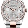 Rolex Datejust 36mm Stainless Steel And Rose Gold 126281rbr Silver Fluted Diamond Oyster -Omega Shop m126281rbr 0028