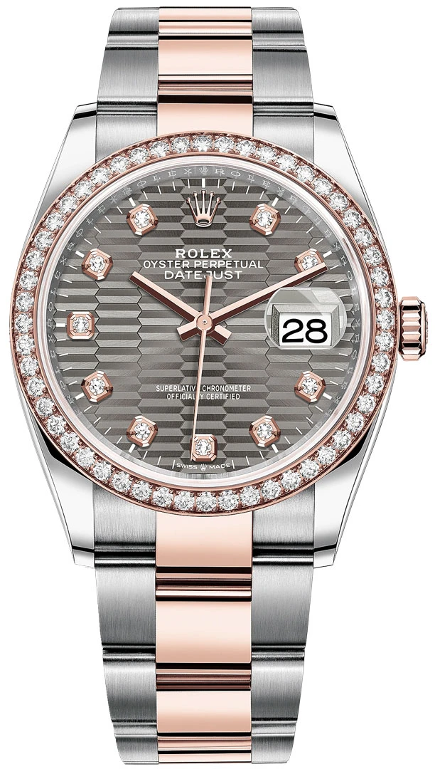 Rolex Datejust 36mm Stainless Steel and Rose Gold 126281rbr Slate Fluted Diamond Oyster Rolex Datejust 36mm Stainless Steel And Rose Gold 126281rbr Slate Fluted Diamond Oyster -Omega Shop m126281rbr 0030