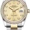 Rolex Datejust 36mm Stainless Steel And Yellow Gold 126283rbr Golden Fluted Diamond Oyster 2 Rolex Datejust 36mm Stainless Steel And Yellow Gold 126283rbr Golden Fluted Diamond Oyster -Omega Shop m126283rbr 0032