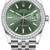 Rolex Datejust 36mm Stainless Steel 126284rbr Mint Green Index Jubilee